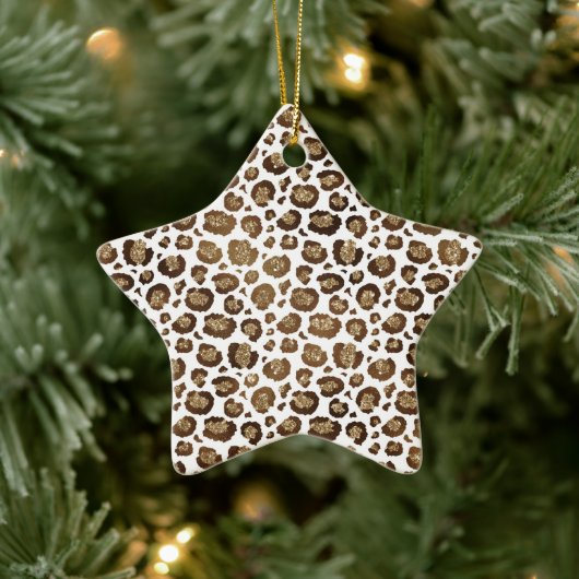 Gold Glitter Leopard Print Keramisch Ornament (Boom)