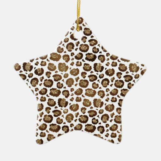 Gold Glitter Leopard Print Keramisch Ornament (Voorkant)