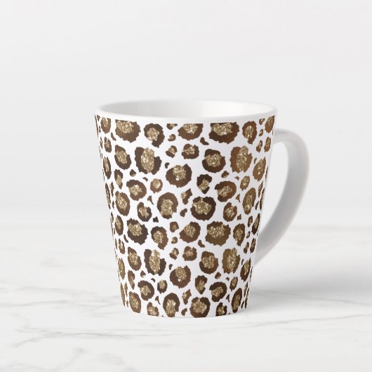 Gold Glitter Leopard Print Latte Mok (Rechterhoek)
