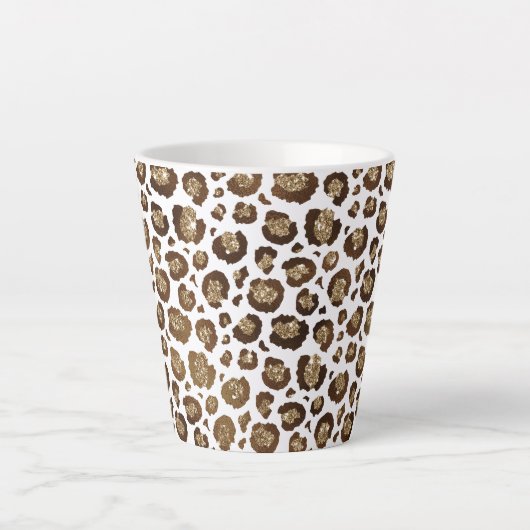 Gold Glitter Leopard Print Latte Mok (Voorkant)