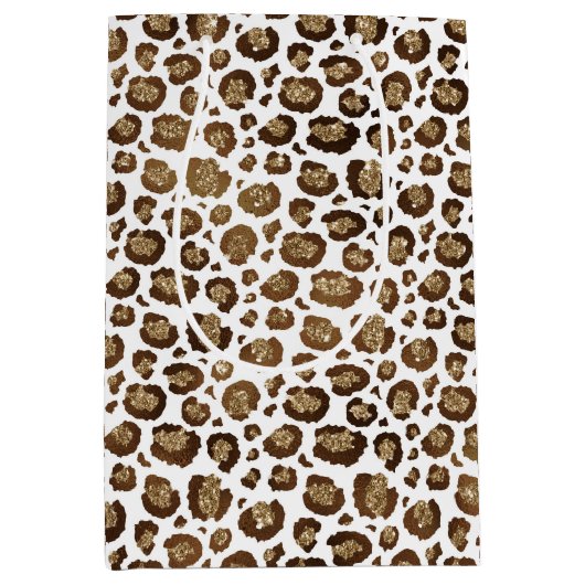 Gold Glitter Leopard Print Medium Cadeauzakje (Voorkant)