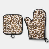Gold Glitter Leopard Print Ovenwant & Pannenlap Set (Voorkant)