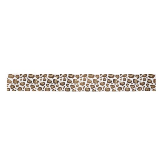 Gold Glitter Leopard Print Satijnen Lint (Voorkant)