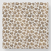 Gold Glitter Leopard Print Stenen Onderzetter (Voorkant)