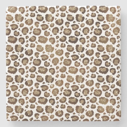 Gold Glitter Leopard Print Stenen Onderzetter (Voorkant)