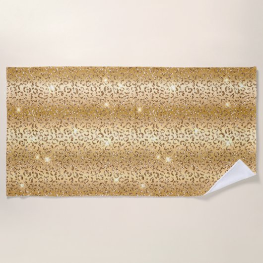 Gold Glitter Leopard Strandlaken (Voorkant)