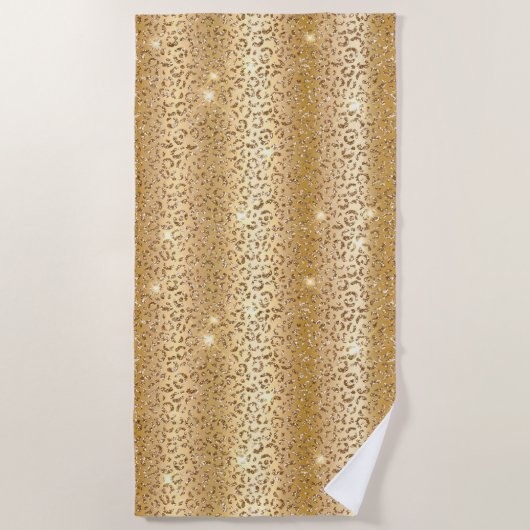 Gold Glitter Leopard Strandlaken (Voorkant)