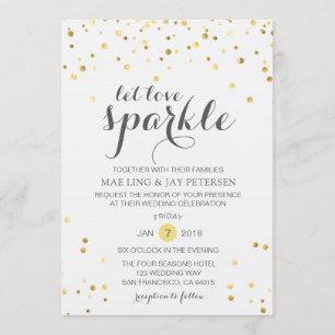 Gold Glitter Let Love Sparkle Weduwninguitnodiging Kaart