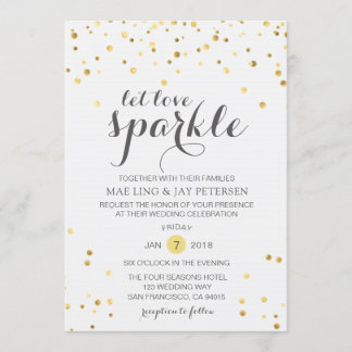 Gold Glitter Let Love Sparkle Weduwninguitnodiging Kaart