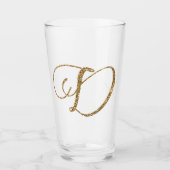 Gold Glitter Letter D Glas (Voorkant)
