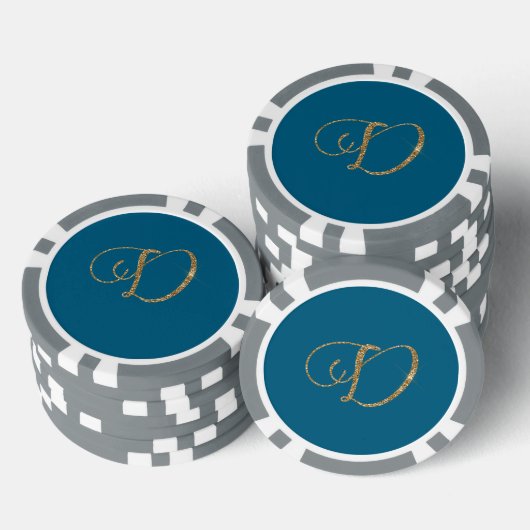 Gold Glitter Letter D Poker Chips (Opstapeling)