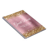 Gold Glitter Light Roze Baby shower Guestbook Notitieboek (Rechterzijde)