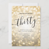 Gold Glitter Lights 30e verjaardag Menu Programma (Voorkant)