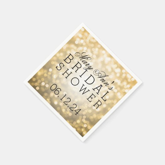 Gold Glitter Lights Elegant Vrijgezellenfeest Favo Servet (Hoek)