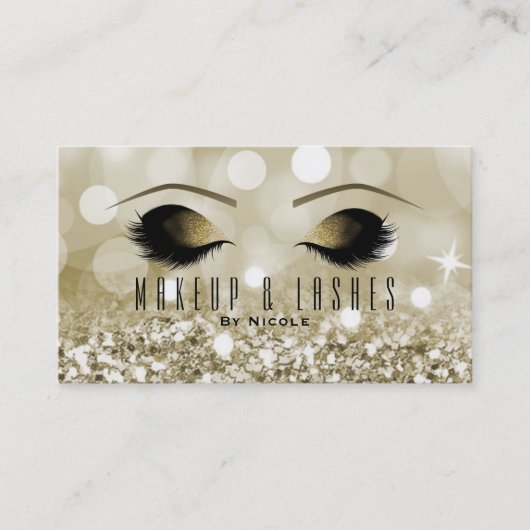 Gold Glitter Lights Make-up Wimpers Beauty Spa Visitekaartje (Voorkant)
