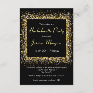 Gold Glitter Lijst - 3x5 Bachelorette Party Kaart