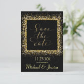 Gold Glitter Lijst - 3x5 Save the Date Kaart (Staand voorkant)