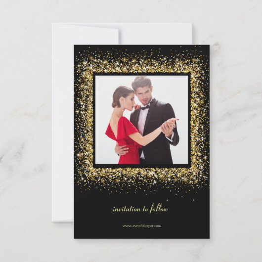 Gold Glitter Lijst - 3x5 Save the Date Kaart (Achterkant)