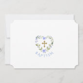Gold Glitter Lijst Cross Floral Boy Foto Baptisme Kaart (Achterkant)