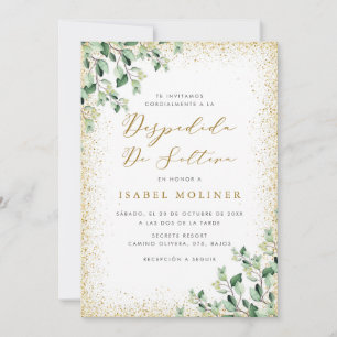 Gold Glitter Lijst Greenery Spaans Vrijgezellenfee Kaart