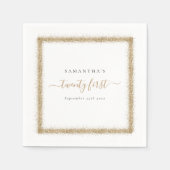 Gold Glitter Lijst Name Date 21st Party Servet (Voorkant)