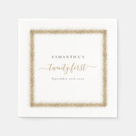 Gold Glitter Lijst Name Date 21st Party Servet