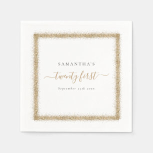 Gold Glitter Lijst Name Date 21st Party Servet