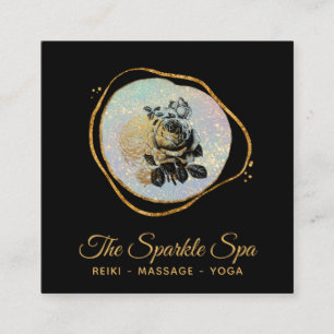 *~* Gold Glitter Lijst Roos Floral Opal Vierkante Visitekaartje