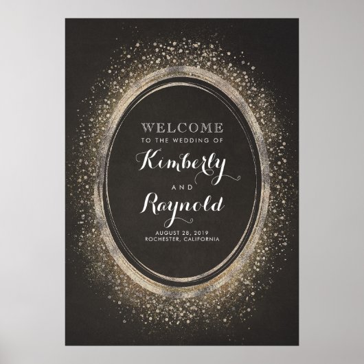  Gold Glitter Lijst Weddenschap Welkomstbord Poster (Voorkant)