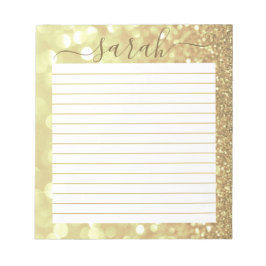 Gold Glitter Lined Personalized Notitieblok