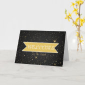 Gold Glitter-lint met White Border Welcome Car Kaart (Gele Bloem)