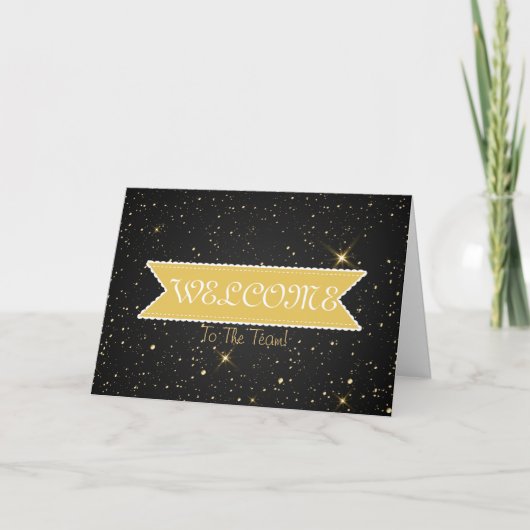 Gold Glitter-lint met White Border Welcome Car Kaart (Voorkant)