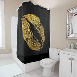 Gold Glitter Lips #4 Douchegordijn