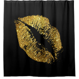 Gold Glitter Lips #4 Douchegordijn