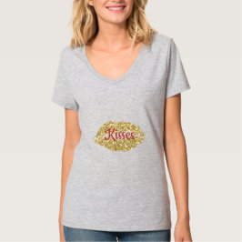 Gold Glitter Lips Flirty Kiss Tri-Blend Shirt