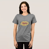 Gold Glitter Lips Flirty Kiss Tri-Blend Shirt (Voorkant volledig)