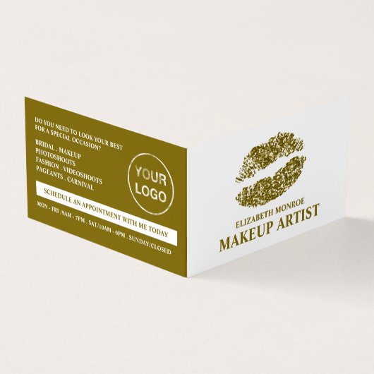 Gold Glitter Lips, Makeup Artist, Loyalty Card Visitekaartje (Buitenkant)