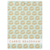 Gold Glitter Lips Patroon aanmaken Naam aanpassen Klembord (Achterkant)