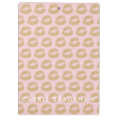 Gold Glitter Lips Patroon aanmaken Naam aanpassen Klembord (Achterkant)
