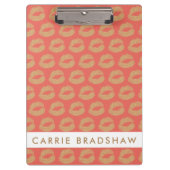 Gold Glitter Lips Peach Personaliseren Name Klembord (Voorkant)