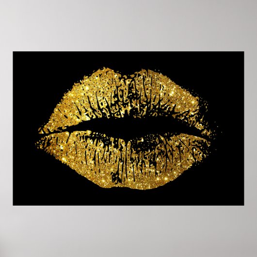 Gold Glitter Lips Poster (Voorkant)
