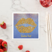 Gold Glitter Lips Sparkle Girly Glam - op maat gem Servet (Insitu)