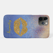 Gold Glitter Lips Sparkle Glam Speciaal Case-Mate iPhone Case (Achterkant (horizontaal))