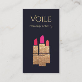 Gold Glitter Lipstick Makeup Artist Beauty Salon Visitekaartje