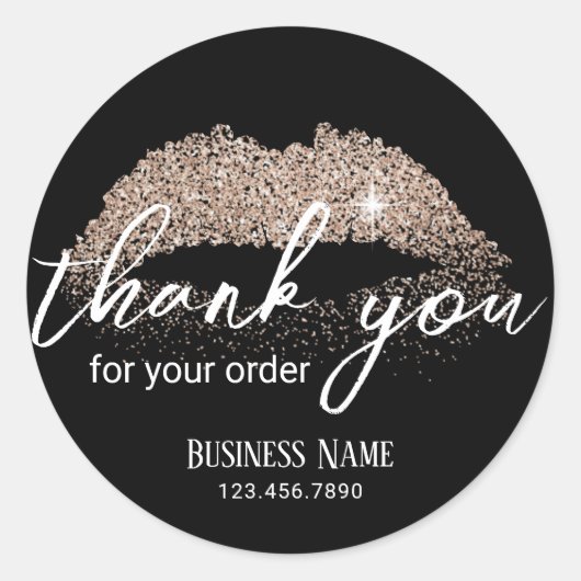 Gold Glitter Lipstick Salon Business Hartelijk dan Ronde Sticker (Voorkant)
