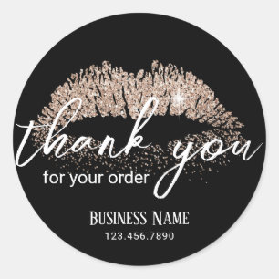 Gold Glitter Lipstick Salon Business Hartelijk dan Ronde Sticker