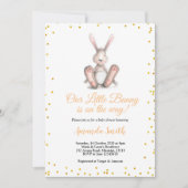 Gold Glitter Little Bunny Baby shower Uitnodiging (Voorkant)