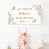 Gold Glitter Little Butterfly Baby shower Backdrop Spandoek (Insitu)