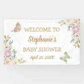 Gold Glitter Little Butterfly Baby shower Backdrop Spandoek (Horizontaal)