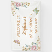 Gold Glitter Little Butterfly Baby shower Backdrop Spandoek (Verticaal)